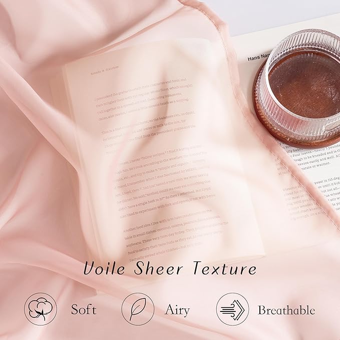 NICETOWN Light Pink Sheer Curtains for Girls Room 84 inch Length, Grommet Casual Voile Sheer with Light Filtering Window Treatments for Nursery Room, 2 Panels, W54 x L84