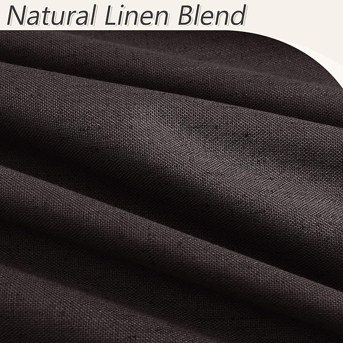 Guken 100% Blackout Curtains 84 Inch Length 2 Panels Set for Living Room Bedroom Back Tab Thermal Insulated Black Out Linen Drapes Room Darkening Cocoa Coffee,52x84