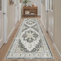Madane Runner Rug 2'6''x8' Kitchen Runner, Hallway Runner Printed Vintage Washable Rugs Soft Non-Slip Low Pile Runners for Hallways Laundry Room Rug Distressed Rug, Black