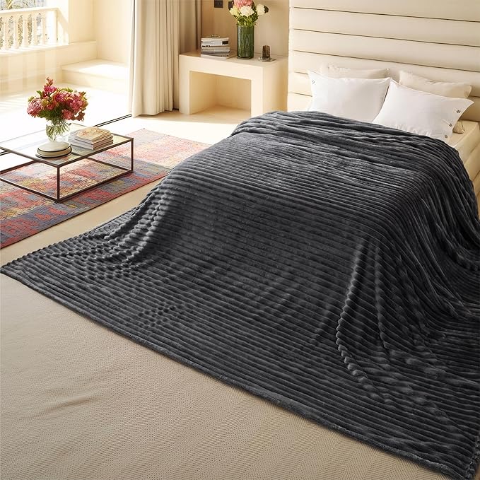 Bedsure GentleSoft Large Fleece Blanket for Bed - Cozy Soft Throw Blankets for Women, Cute Large Throws for Girls, Grey, 120x120 Inches