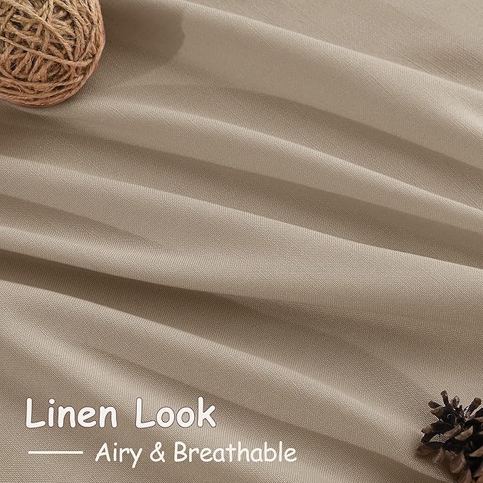 Sepia Beige Linen Curtains 120 Inches Long for Living Room Farmhouse Decor Light Filtering Semi Sheer Curtain Back Tab Neutral Extra Long Floor to Ceiling High Window for Bedroom 52x120, 2 Panels