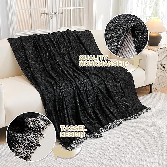 MYSKY HOME Couch Cover for Dogs Washable Couch Covers for 3 Cushion Couch Sofa Super Soft Sofa Slipcover Non Slip Sofa Cover, Chenille Sofa Covers for Dogs, Furniture Protector, 71"x150", Black