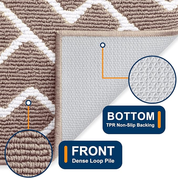 OLANLY Front Door Mat, Non-Slip Rubber Backing, Dirt Resistant and Absorbent, Washable, Easy to Clean Low-Profile Indoor Doormat for Back Door, Entryway, Inside Entrance, 36x24, Brown