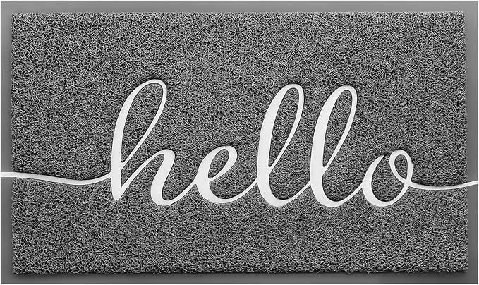 BeneathYourFeet Door Mat (30"x17.5",Dark Grey), Welcome Mat Low Profile Front Doormat Non Slip Mats for Entryway, Patio, High Traffic Areas