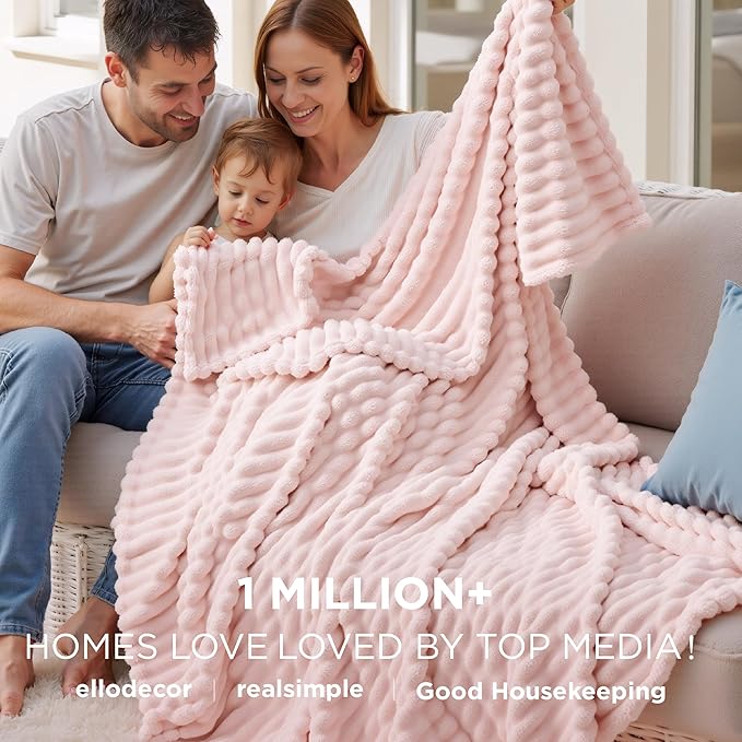 Bedsure GentleSoft King Size Blanket for Bed - Cozy Soft Blankets for Women, Cute Large Fleece Throws for Girls, Crystal Pink, 108x90 Inches
