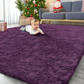 OLANLY 6x9 Machine Washable Large Area Rugs for Living Room, Bedroom, Soft Fluffy Shaggy Bedside Rug, Indoor Floor Carpet for Kids Girls and Boys, Dorms, Nursery, Home Decor Aesthetic, Dark Purple
