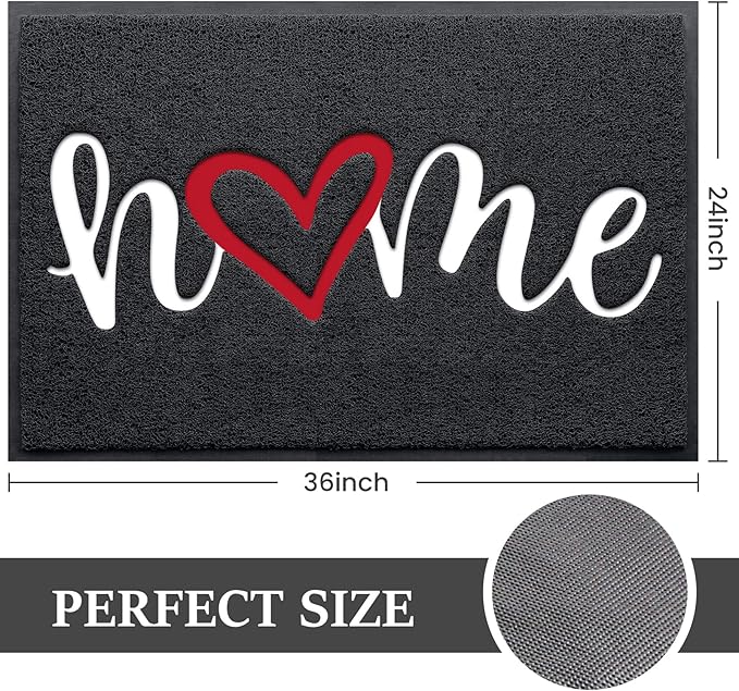 BeneathYourFeet Door Mat, Welcome Mat Low Profile Floor Mat Front Doormat Indoor and Outdoor Doormat Non Slip Rugs for Entryway, Patio, High Traffic Areas (36"x24", Black-Home)