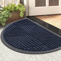 Smiry Half Circle Front Door Mat Outside Entrance, Heavy Duty Sturdy Natural Rubber Doormat, Trap Dirt and Moisture, Low Profile Mats for Indoor Outdoor Entry, Irregular Triangle (29.5x17, Navy Blue)
