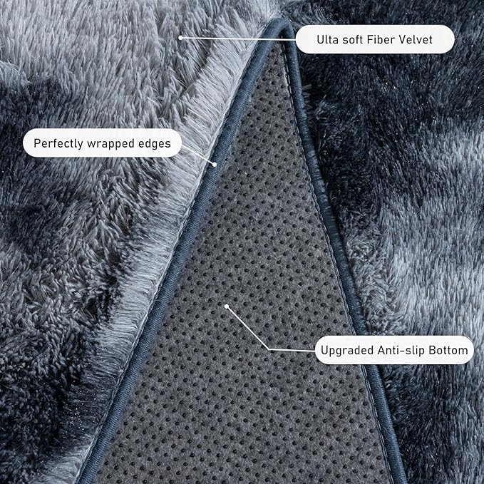 Rugs for Bedroom 4x6, Soft Shaggy Modern Shag Area Rug for Living Room, Upgrade Non-Slip Plush Fluffy Carpet for Kids Boys Girls Room Home Decor Aesthetic, Blue Grey