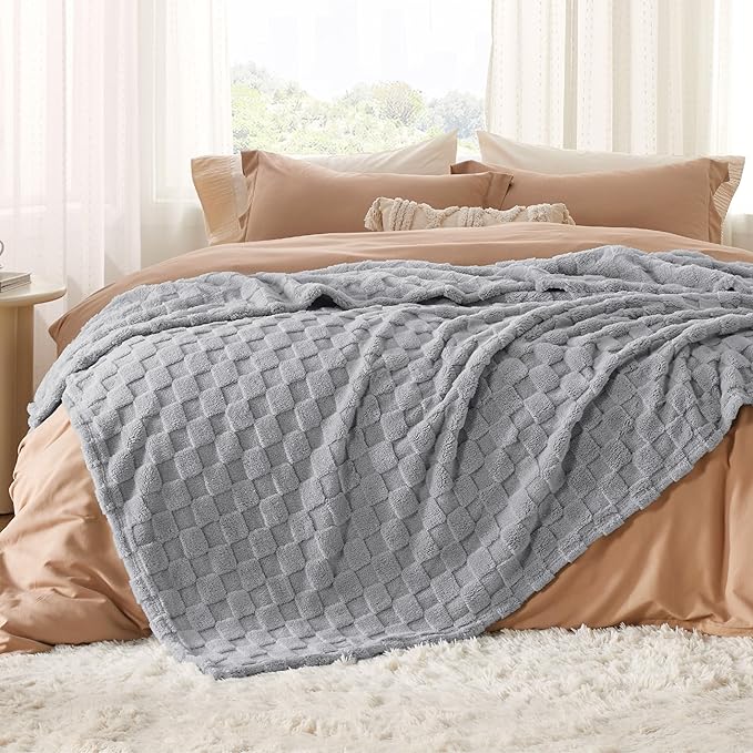 Bedsure GentleSoft Blankets Queen Size for Bed - Super Soft Cozy Blanket for Kids Girls, Large Fuzzy Fleece Throw for Bedroom Decor, Silver Grey, 90x90 Inches