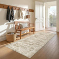 3x6 Runner Rug Non Slip, Thin Entryway Washable Rug for Entryway, Runners for Hallways, Low Pile Vintage Abstract Soft Rugs for Living Room, Kitchen, Bedroom(3'x6', Brown/Ivory)