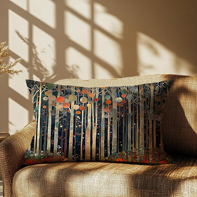 Rustic William Morris Inspired Autumn Forest Decor Pillow Covers 12x20,Vintage Botanical Nature Decorative Throw Pillow Covers for Home Bedroom Living Room,Fall Home Room Decor