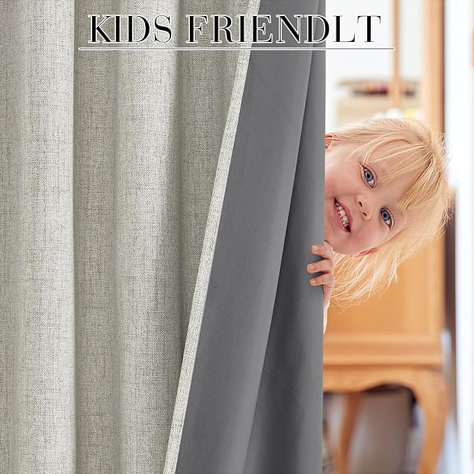 RYB HOME Cream 100% Blackout Curtains 63 inch Long, Light Blacking & Thermal Insulated Curtains for Nursery/Bedroom/Kids'Room, Back Tab & Rod Pocket Window Treatment, W52 x L63, 2 Panels
