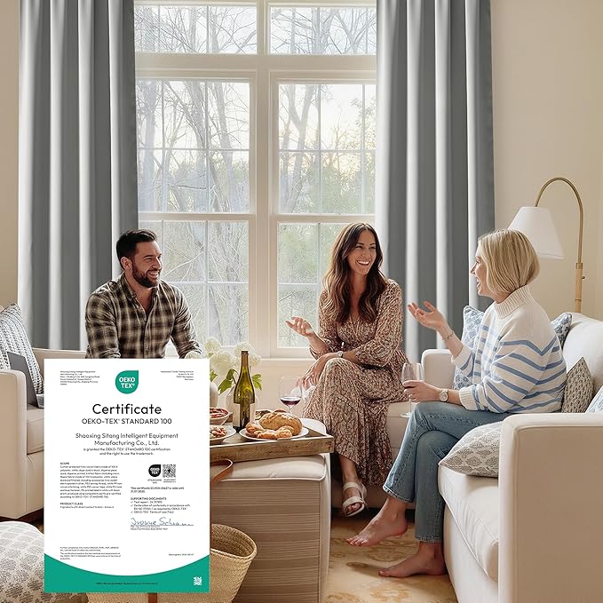 RYB HOME Bedroom Blackout Curtains 84 inches Long, 100% Blackout Thermal Insulated Noise Reducing Curtains for Living Room Nursury, 42 inches Wide by 84 inches Long, Silver Grey