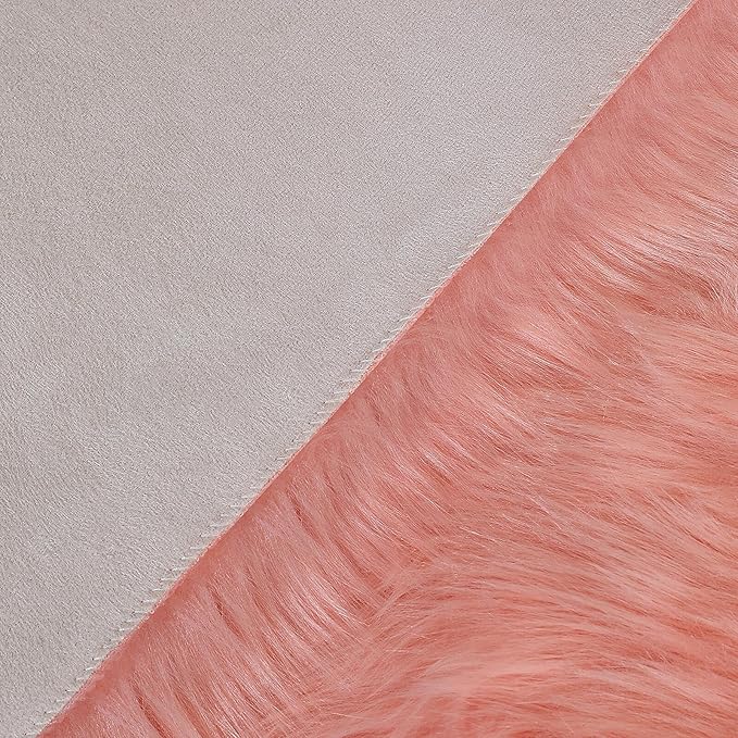 linmopm Faux Fur Rug Sheepskin Shag Fluffy Fuzzy Pink 2x3 ft Small Rugs for Bedroom Bedside Bed Floor Living Room Plush High-Density Cushion Carpet Super Sofa Cover