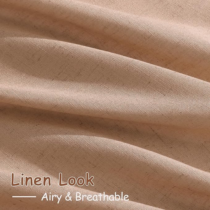 Nanspring Linen Curtains 108 Inches for Baby Girl Bedroom Set Extra Long Back Tab Curtain Light Filtering Semi Sheer Peach Drapes Floor to Ceiling Curtain for Large Windows 52x108,2 Panels