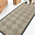 OLANLY Front Door Mat Outside Entrance 59x23, Absorbent, Heavy Duty Sturdy Natural Rubber Doormat Indoor Outdoor, Stain and Fade Resistant, Non-Slip Low Profile Floor Mat for Entryway, Beige Diamond