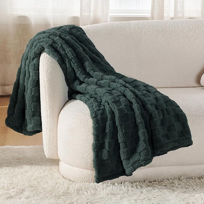 Bedsure GentleSoft Dark Green Spring Throw Blanket for Couch - Super Soft Cozy Blankets Gifts for Kids Girls, Cute Small Fleece Throws for Bedroom Home Decor, 50x70 Inches