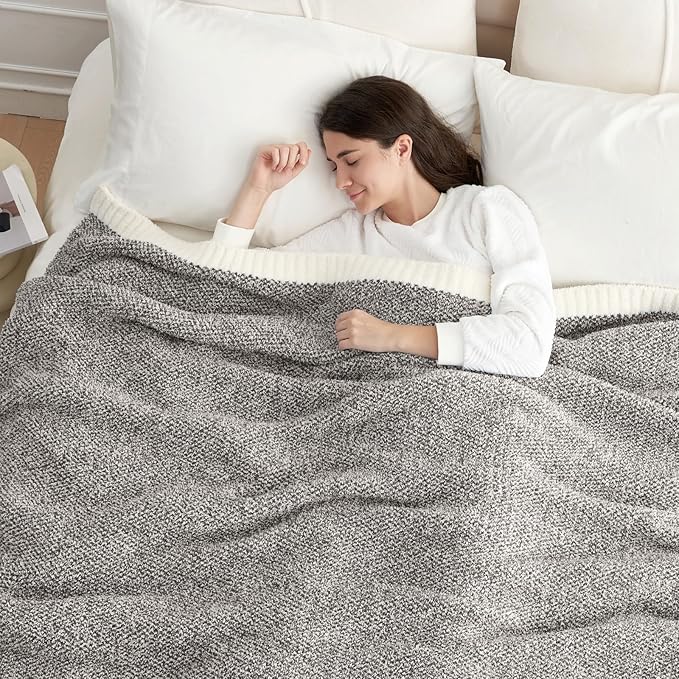 Snuggle Sac Grey Throw, Super Soft Warm Oversized Fuzzy Plush Blanket, Dark Grey, 50x70 inches