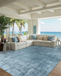 Latte&Fog 6x9 Area Rugs for Living Room Bedroom, Blue Modern Abstract Neutral Washable Rug, Boho Non Slip Low Pile Carpet for Dining Room, Dorm, Classroom, College Dorm, Farmhouse and Kids Room - Blue