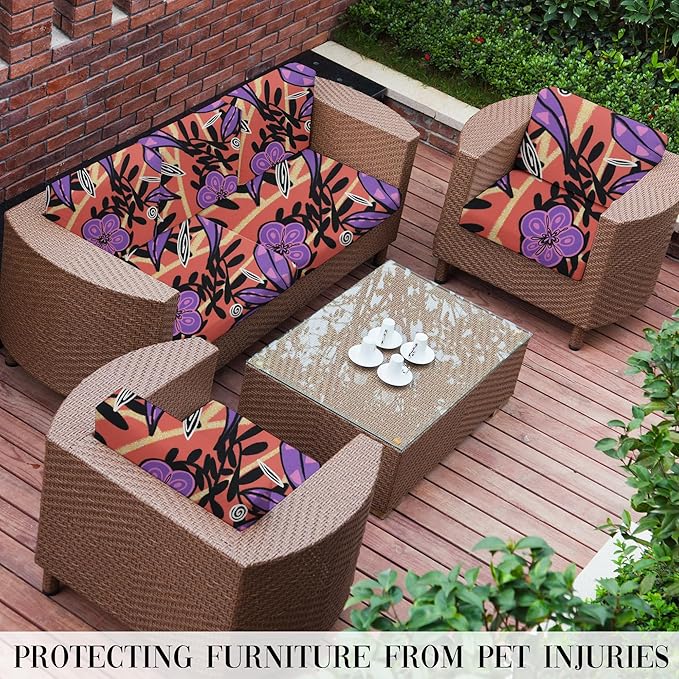 Outdoor Cushion Covers Set,8PCS Patio Furniture Couch Seat Slipcovers, Replacement for Sofa Sectional Chair(Cover，Only)