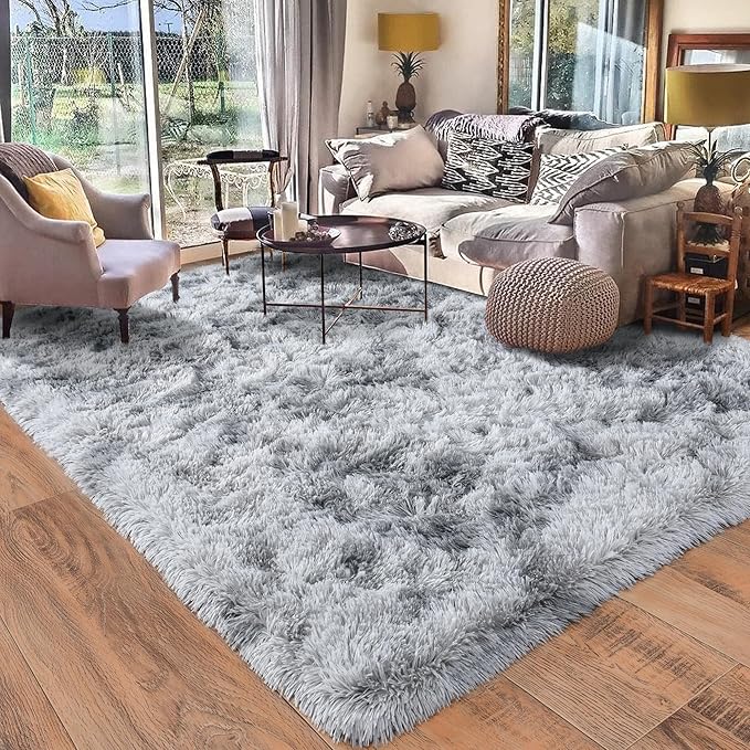 Rugs for Bedroom 4x6, Soft Shaggy Modern Shag Area Rug for Living Room, Upgrade Non-Slip Plush Fluffy Carpet for Kids Boys Girls Room Home Decor Aesthetic, Light Grey