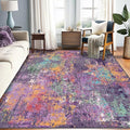 Washable Area Rugs 6'x9' Non-Slip Modern Abstract Soft for Living Room Entryway Bedroom Nursery, Print Pattern, Purple Orange Blue Green Rust Red Colorful