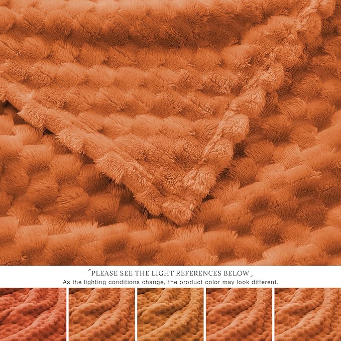 EXQ Home Fall Throw Blanket for Couch or Bed - 3D Imitation Turtle Shell Jacquard Decorative Fleece Blankets - Cozy Soft Fuzzy Flannel Blanket Suitable for All Seasons(50"×60",Orange)