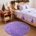 Round Rugs for Bedroom in Purple – 3ft, Machine Washable