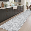 Runner Rug 2x10 Washable Non-Slip Hallway Runner Rugs for Kitchen Bathroom Laundry Room Grey Vintage Floor Carpet Runners for Hallways Entryway