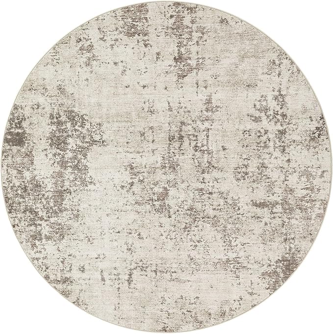 UERMEI 6ft Round Area Rug Living Room Rugs - 6x6 Washable Neutral Modern Abstract Soft Thin Rug Indoor Floor No Slip Rug Carpet for Bedroom Under Dining Table Home Office Decor - Dark Brown