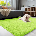 OLANLY 3x5 Machine Washable Small Bedside Rug, Soft Fluffy Shaggy Rugs for Living Room, Bedroom, Indoor Floor Carpet for Kids Girls and Boys, Preppy Dorms, Nursery, Home Decor Aesthetic, Lime Green