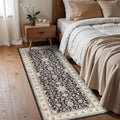 Washable 3x7 Kitchen Runner Rug: Non-Silp Runners Mat for Entryway Bathroom Indoor Entry Hallway Bedroom Laundry Soft Low Pile Distressed Carpet (Black, 3X7)