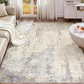 UERMEI 8x10 Area Rug Living Room Rugs - Washable Neutral Modern Abstract Soft Thin Rug Indoor Floor No Slip Rug Carpet for Bedroom Under Dining Table Home Office Decor - Light Brown/Gray