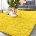 OLANLY Area Rugs for Living Room Bedroom, Machine Washable 4x5.9 ft Soft Fluffy Shaggy Bedside Rug, Indoor Floor Carpet for Kids Girls and Boys, Dorms, Nursery Rooms, Home Decor Aesthetic, Yellow