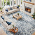 10x14 Area Rugs for Living Room Washable Rug: Anti-Skid Abstract Modern Living Room Rug Soft Thin Carpets Indoor Floor Non-Shedding Carpet for Bedroom Dining Farmhouse Nursery Home Office Blue Gold
