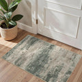 2x3 Rugs for Entryway Entrance Kitchen Bathroom, Machine Washable Modern Abstract Soft Area Rug, Indoor Floor Carpet with Non Slip Rubber Backing, Grey/Dark Green