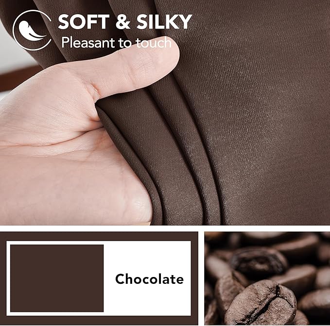 Deconovo Blackout Curtains, Thermal Insulated, W52 x L84 2 Panels, Back Tab, Machine Washable, Room-Darkening Drapes for Bedroom/Living Room Chocolate