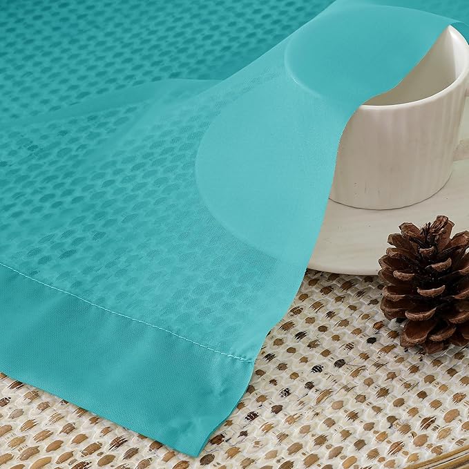 Aiyufeng Turquoise Sheer Curtains 90 Inches Long 2 Panels Set, Light Filtering Soft Airy Voile Rod Pocket Turquoise Sheer Window Drapes for Bedroom Living Room, Each 42Wx90L Inches