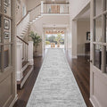 3x20 Washable Runner Rug for Hallway, Non-Slip Long Hallway Runner for Entryway, Soft Vintage Kitchen Mats for Floor, Abstract Dining Room, Bedroom, Living Room Rugs(3'x20', Grey/Ivory)