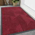 Smiry Front Door Mat Outside Entrance, Heavy Duty Sturdy Natural Rubber Doormat, Trap Dirt and Moisture, Easy Clean Low Profile Welcome Floor Mats for Indoor Outdoor Entry, 71x23 Inch, Wine Red