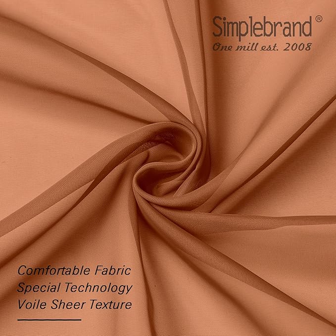 Simplebrand Orange Sheer Curtains 96 Inches Long, Light Filtering Rod Pocket Solid Color Window Sheer Curtain Panels, Elegant Curtains & Drapes for Living Room, Bedroom 2 Panels, 42" W x 96" L