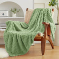 EXQ Home Fleece Blanket Twin Size for Couch or Bed - 3D Imitation Turtle Shell Jacquard Decorative Blankets - Cozy Soft Lightweight Fuzzy Flannel Blanket Suitable for All Seasons(60"×80",Sage Green)