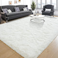 Tepook Super Soft Fluffy Rug for Bedroom, Modern Shaggy Fuzzy Kids Rugs for Living Room, Plush Indoor Nursery Home Decor Dorm Carpet with Non-Slip Bottom, Cream White, 5 X 8 Feet