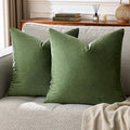 GIGIZAZA 18x18 Pillow Covers Set of 2 Velvet Throw Pillows Decorative Olive Green Covers for Couch Sofa Bedroom Pillowscase