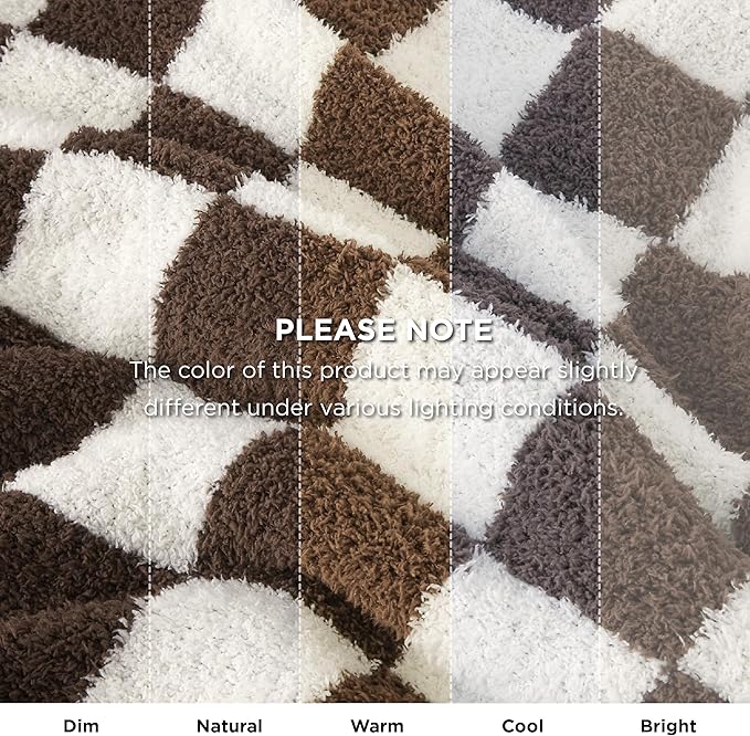 Bedsure Gentlesoft Checkered Twin Blanket for Couch - Soft Cozy & Warm Knit Brown Throw Blanket, Breathable, Lightweight & Fluffy Plaid Blankets for Bed & Sofa, Gifts for Women Men, 60x80 Inches