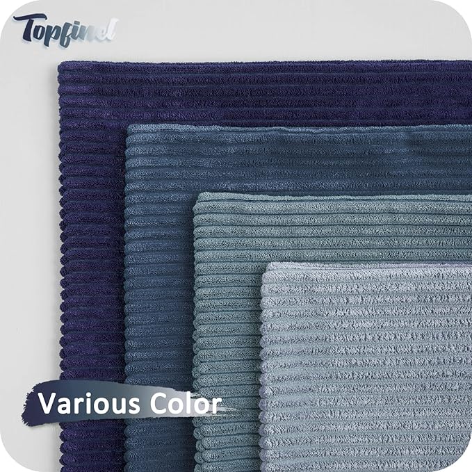 Topfinel Navy Blue Euro Shams Decorative Throw Pillow Covers 26x26 Inch Set of 4,Soft Corduroy Striped Gradient Color Large Cushion Cover for Beach,Patio,Balcony,Living Room,Summer Home Decor