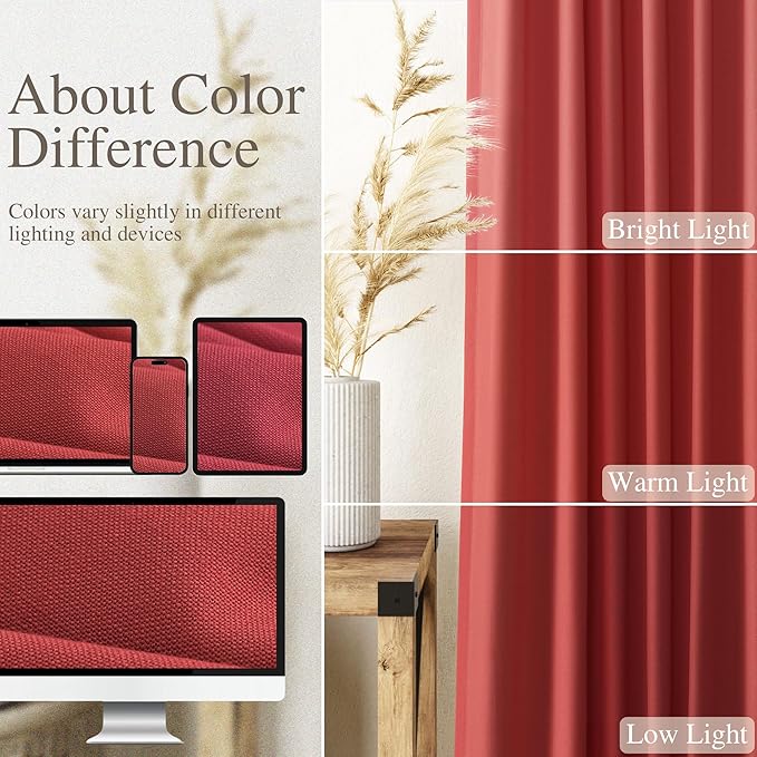 Christmas Red Linen Curtains 90 Inches Long for Living Room Light Filtering Semi Sheer Curtain Back Tab and Rod Pocket Vintage Rustic Luxury Home Decor Neutral Drapes for Bedroom 52x90, 2 Panels
