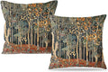 Rustic Autumn Forest Pillow Covers 18x18 Set of 2, Fall Home Room Decor, Vintage Botanical Nature William Morris Inspired Decorative Throw Pillow Covers for Home Bedroom Living Room