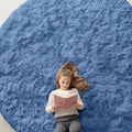 OLANLY Blue Round Rugs for Bedroom - Machine Washable, 9 ft Circle Area Rugs for Living Room, Soft and Fluffy Shaggy Carpet for Teen Girl and Boys, Nursery Rooms, Dorms, Home Decor Aesthetic